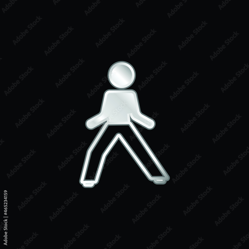 Boy In Defense Position silver plated metallic icon Boy In Defense Position silver plated metallic icon