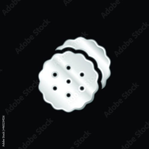Biscuits silver plated metallic icon