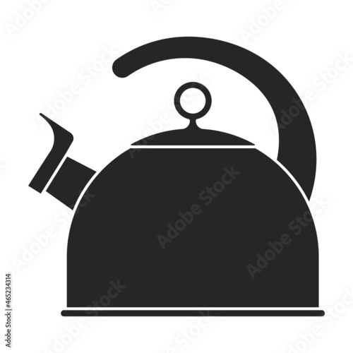 Kettle vector black icon. Vector illustration teapot on white background. Isolated black illustration icon of kettle .