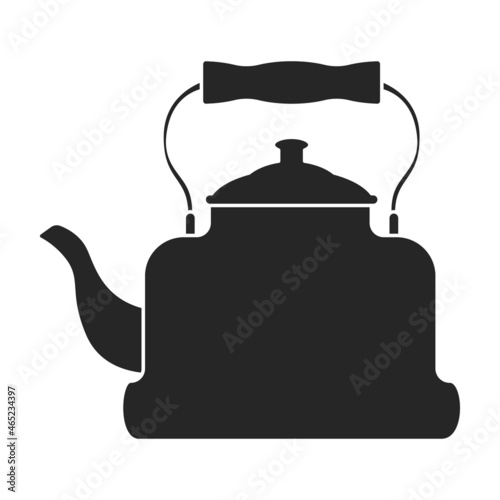 Kettle vector black icon. Vector illustration teapot on white background. Isolated black illustration icon of kettle .
