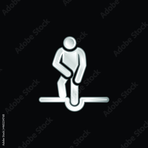 Accident silver plated metallic icon