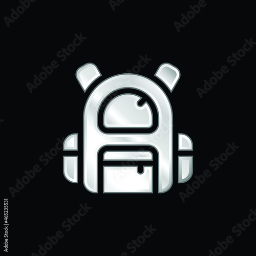 Backpack silver plated metallic icon