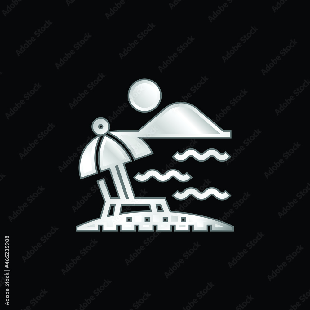 Fototapeta premium Beach silver plated metallic icon