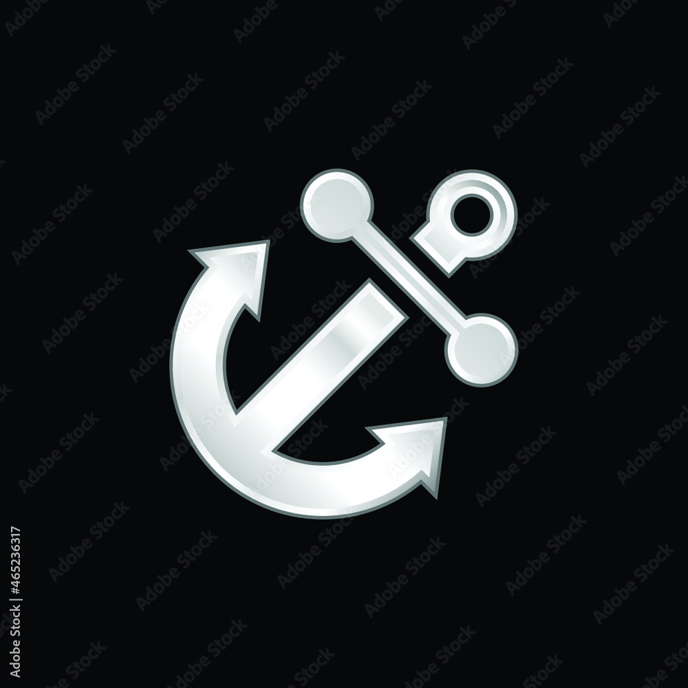 Anchor silver plated metallic icon Anchor silver plated metallic icon