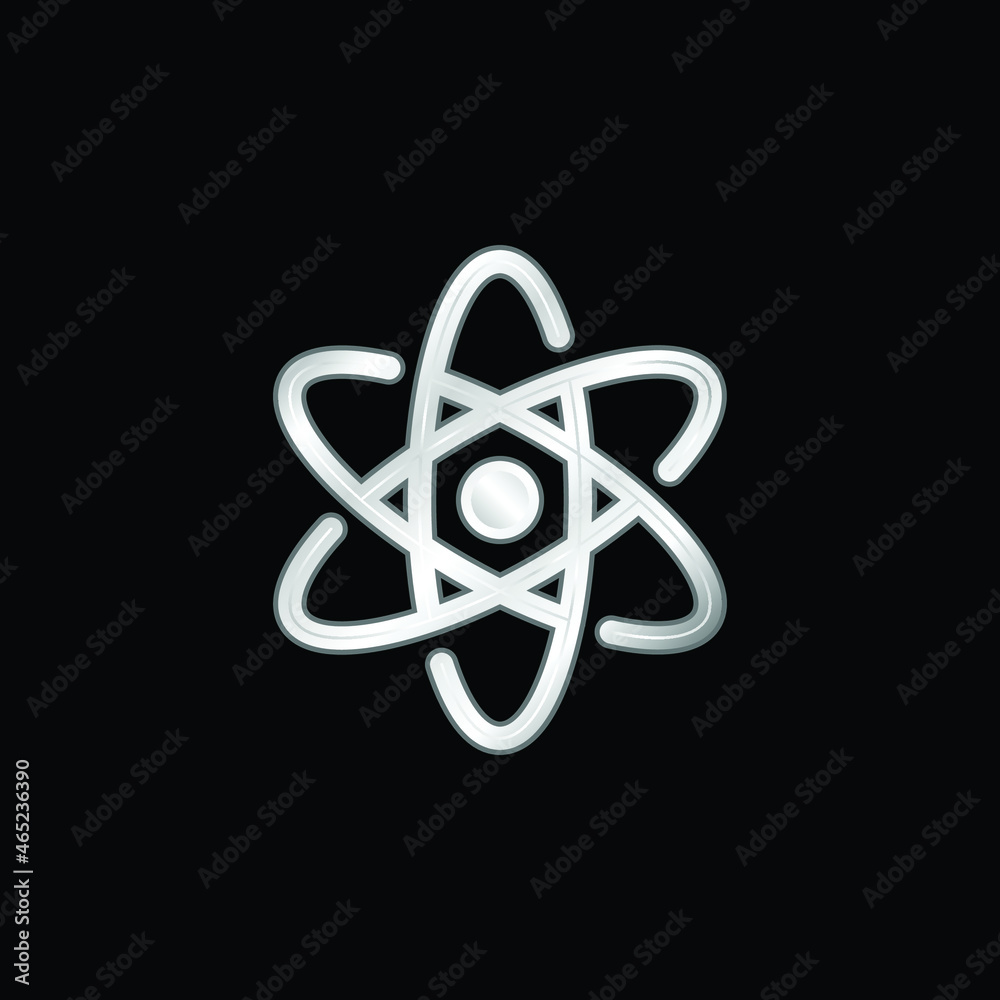 Atom silver plated metallic icon Atom silver plated metallic icon