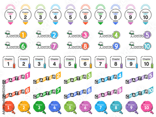 チャプター 見出し アイコン セット／カラフル