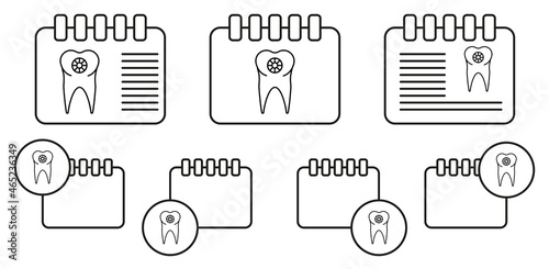 Tooth vector icon in calender set illustration for ui and ux, website or mobile application