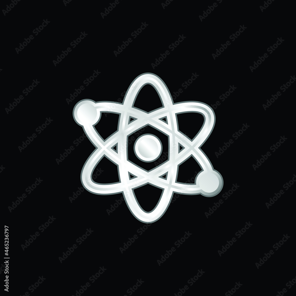 Atom silver plated metallic icon