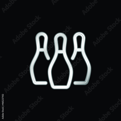 Bowling Pins silver plated metallic icon