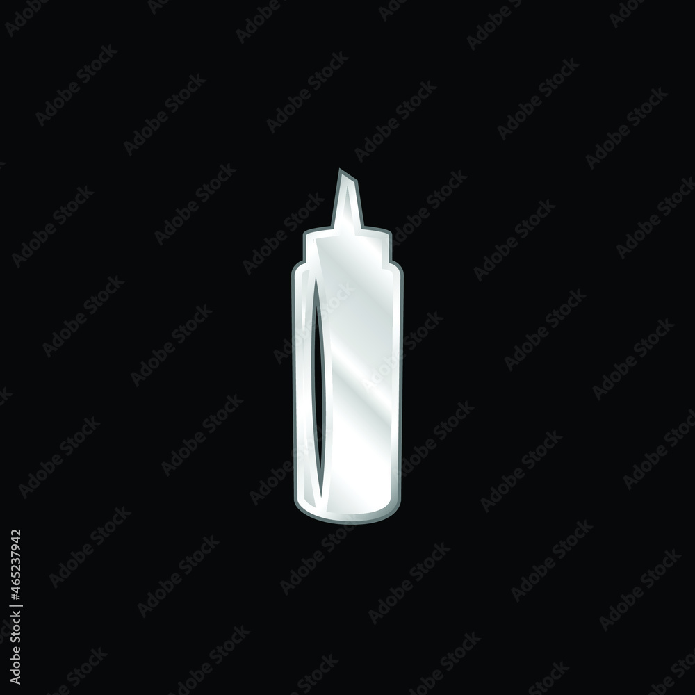 Black Bottle Sauce Container silver plated metallic icon Black Bottle Sauce Container silver plated metallic icon