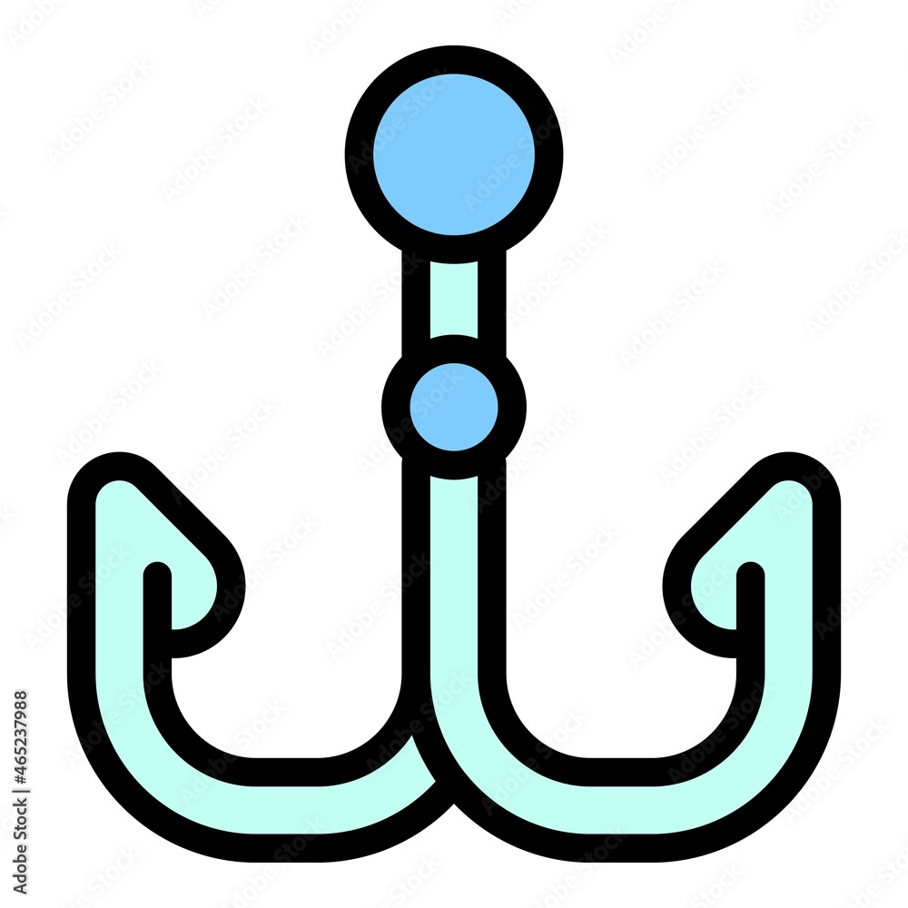 Double hook icon. Outline double hook vector icon color flat isolated Double hook icon. Outline double hook vector icon color flat isolated