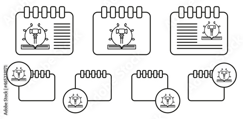 Gavel, book vector icon in calender set illustration for ui and ux, website or mobile application