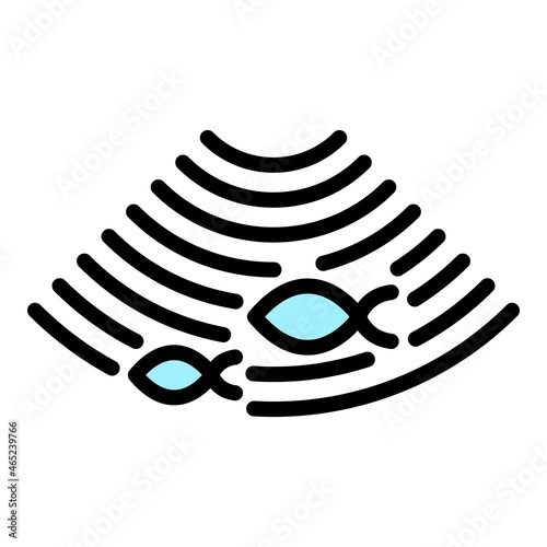 Echo sounder radar icon. Outline echo sounder radar vector icon color flat isolated