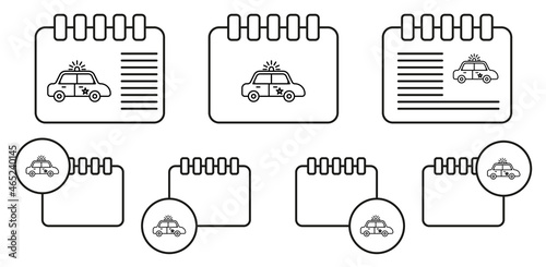 Police car vector icon in calender set illustration for ui and ux, website or mobile application