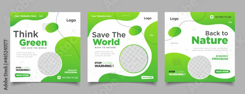Social media post template with save the Earth
