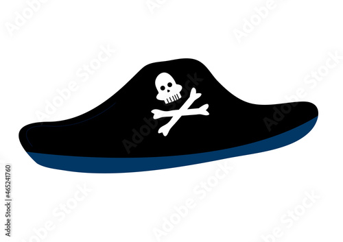 Vector pirate hat with jolly roger in flat style isolated on white background. Can be used to decorate products for kids, adventure games