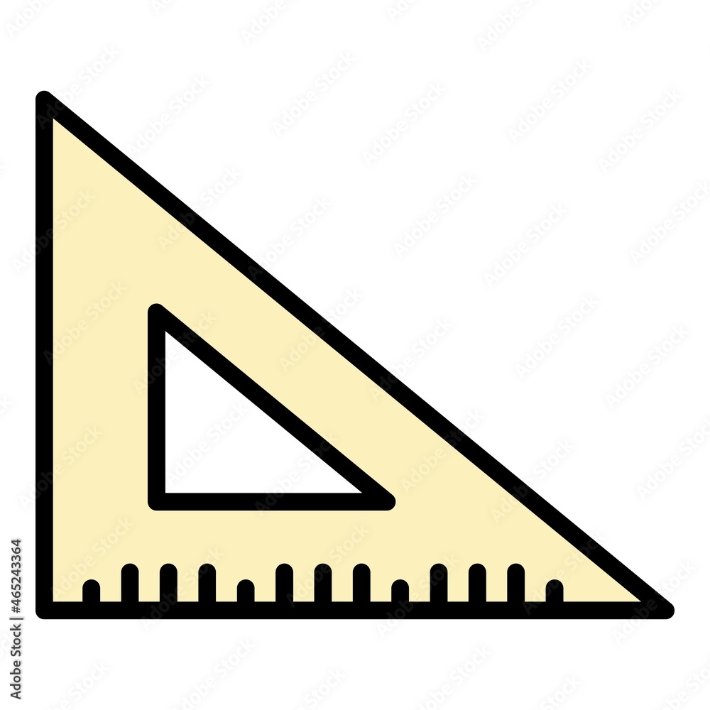 Triangle ruler icon. Outline triangle ruler vector icon color flat isolated Triangle ruler icon. Outline triangle ruler vector icon color flat isolated