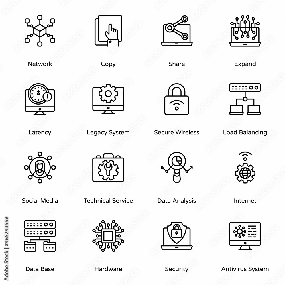 Big Data Outline Icons - Stroked, Vectors