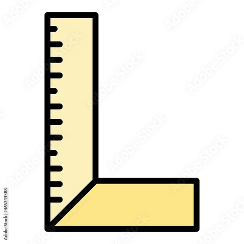 Right angle ruler icon. Outline right angle ruler vector icon color flat isolated