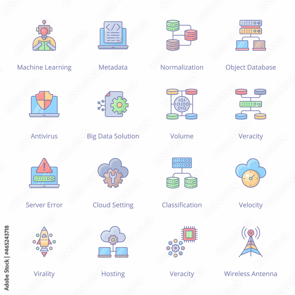 Big Data Filled Icons - Stroked, Vectors Big Data Filled Icons - Stroked, Vectors