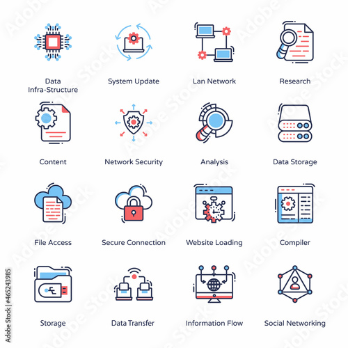 Big Data Minimal Icons - Stroked, Vectors