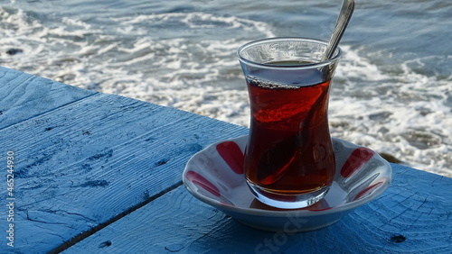 a glass of brewed rize tea photo