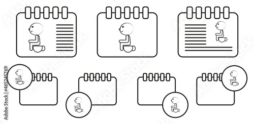 Baby poops concept line vector icon in calender set illustration for ui and ux, website or mobile application