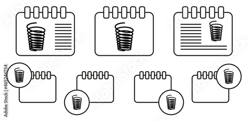 Metal spring vector icon in calender set illustration for ui and ux, website or mobile application