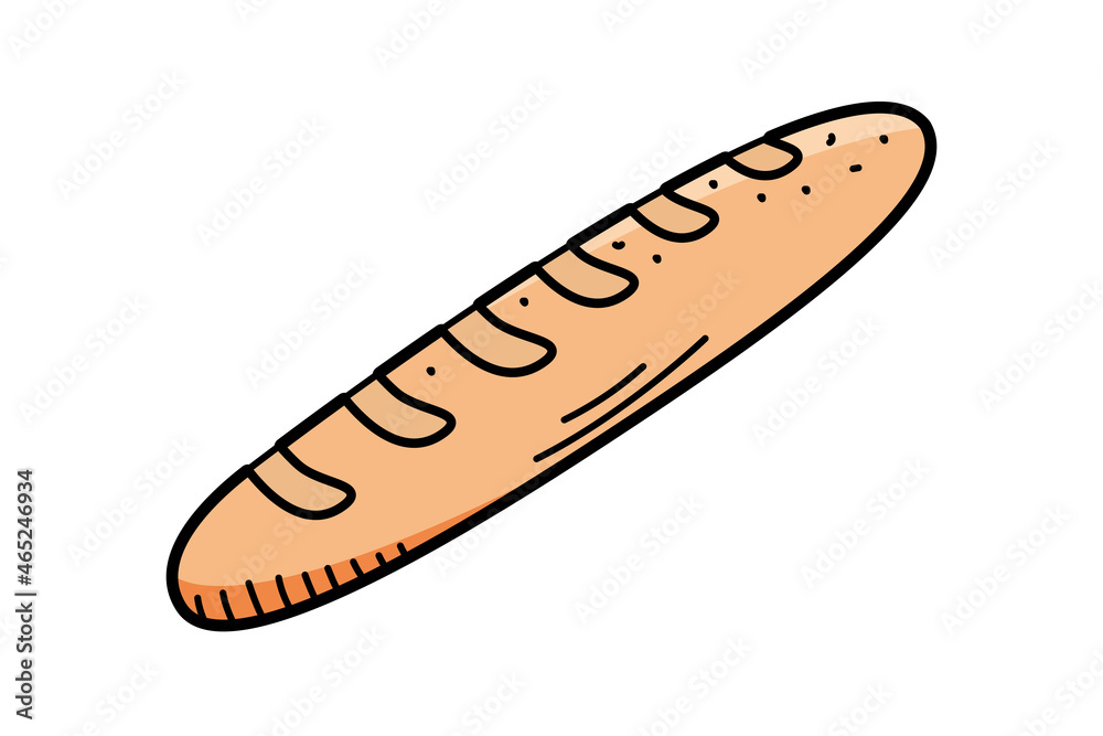Bread baguette sandwich toast icon, vector illustration of a piece of bread doodle style. Bread baguette sandwich toast icon, vector illustration of a piece of bread doodle style.