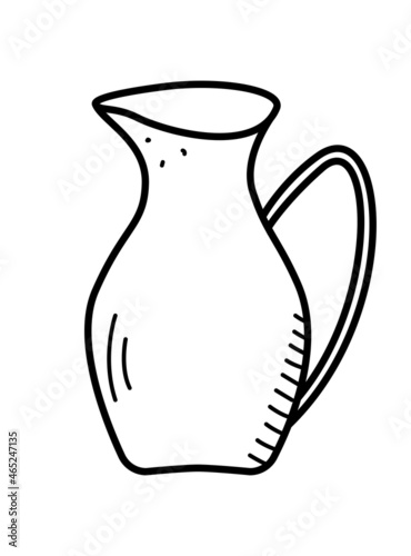 Coffee colored milk jug isolated on white, vector illustration of kitchen utensils container