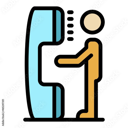 Phone call headhunter icon. Outline phone call headhunter vector icon color flat isolated