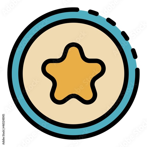 Star headhunter emblem icon. Outline star headhunter emblem vector icon color flat isolated