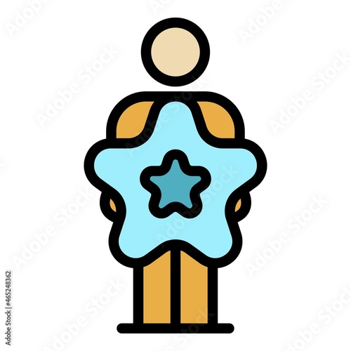 Star command manager icon. Outline star command manager vector icon color flat isolated