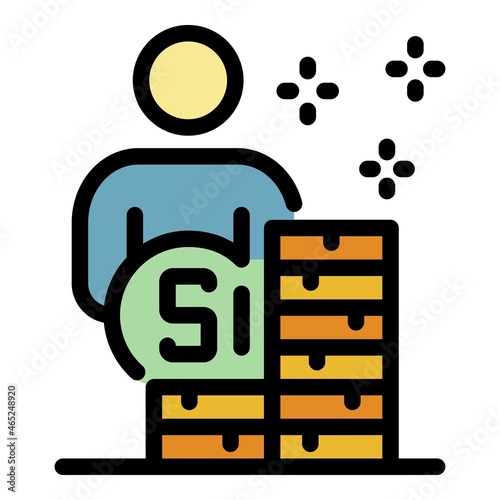 Money recruiter icon. Outline money recruiter vector icon color flat isolated