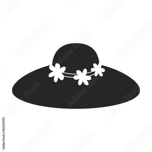 Summer hat vector black icon. Vector illustration sun cap on white background. Isolated black illustration icon of summer hat .