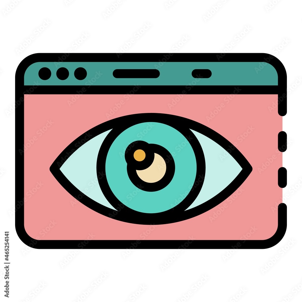 Eye on web application icon. Outline eye on web application vector icon color flat isolated Eye on web application icon. Outline eye on web application vector icon color flat isolated