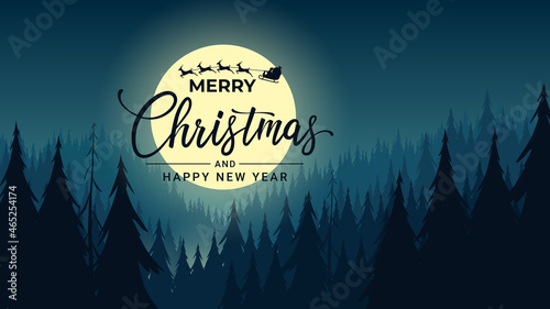 Marry christmas and happy new yaear night with santa claus banner