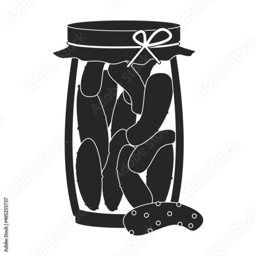 Pickled vegetables vector black icon. Vector illustration can of cucumber on white background. Isolated black illustration icon of pickled vegetables.