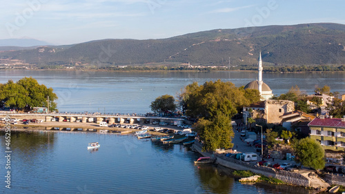 Aerial drone view of Gölyazı Peninsula in Bursa - Turkey photo