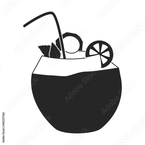 Cocktail of coconut vector icon.Black vector icon isolated on white background cocktail of coconut.