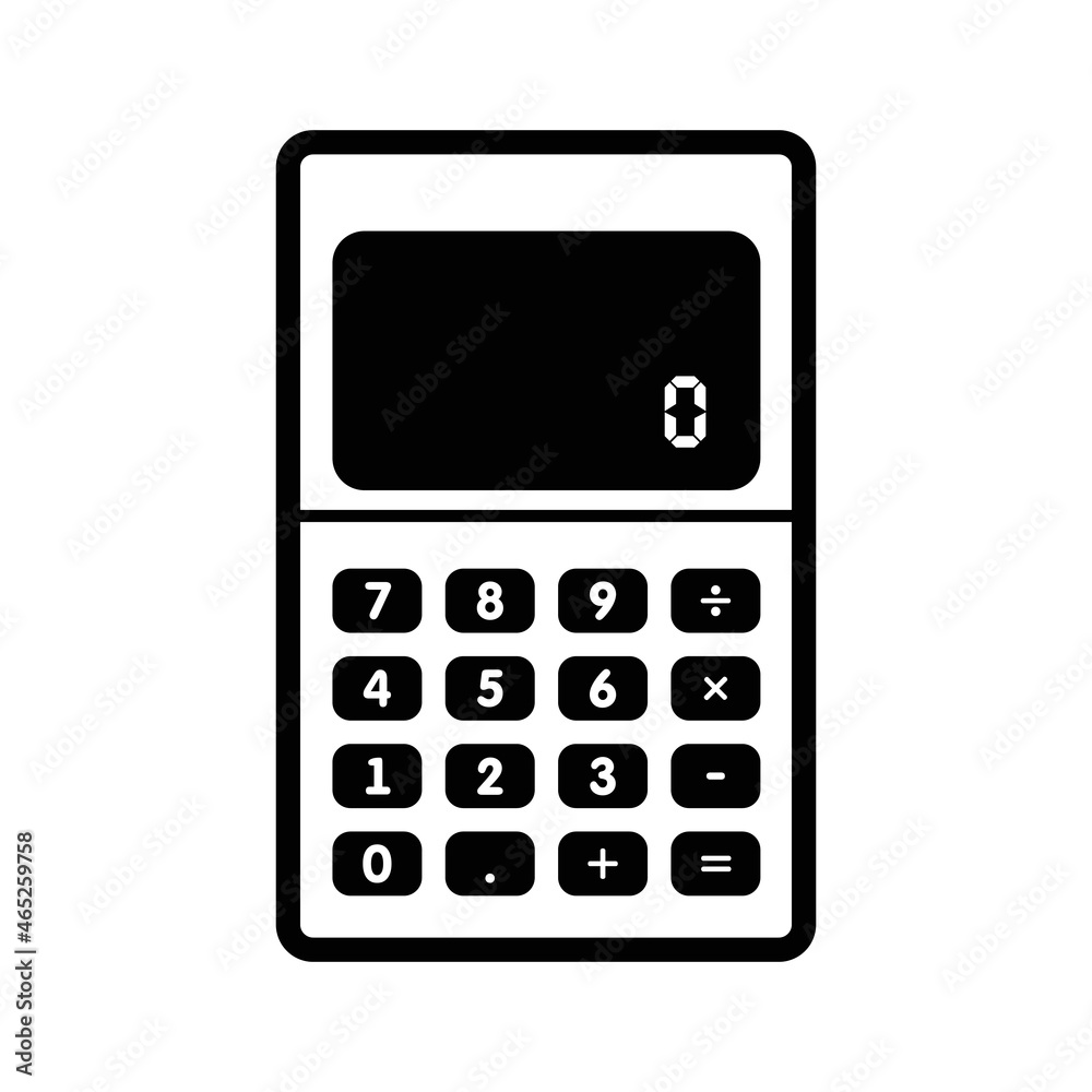 Black calculator icon isolated on white background.Calculator Icon Design, digit number. Black calculator icon isolated on white background.Calculator Icon Design, digit number.