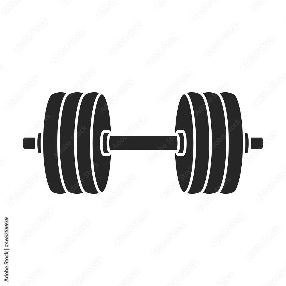Fototapeta premium Dumbbell vector icon. Black vector icon isolated on white background dumbbell.