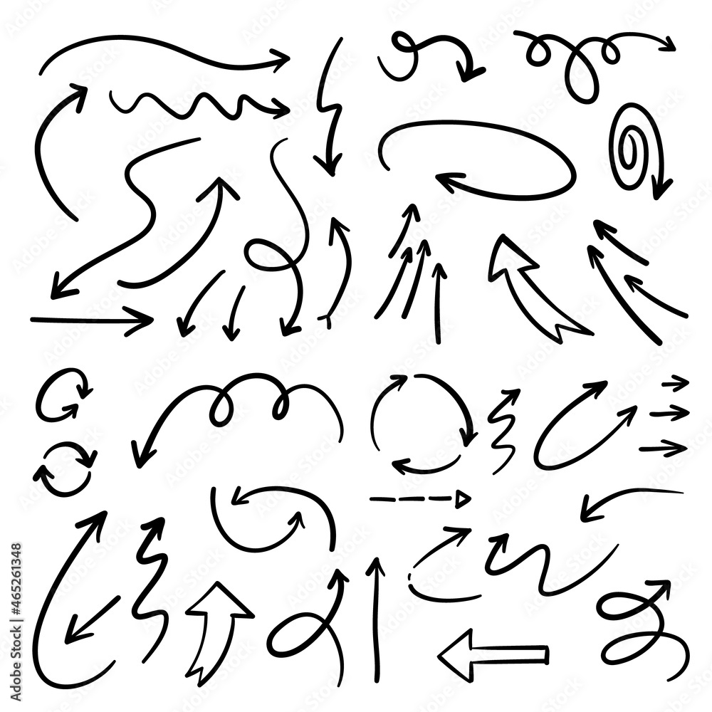 Arrow doodle collection. Hand drawn arrows. Arrow doodle collection. Hand drawn arrows.