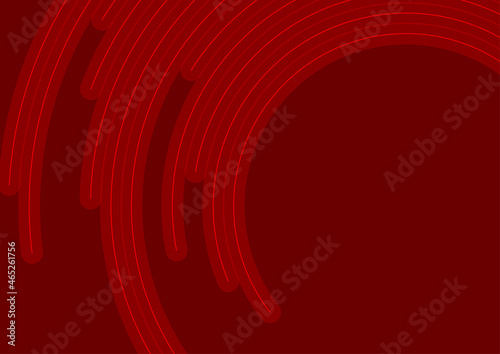 Bright red minimal round lines abstract futuristic tech background. Vector digital art design