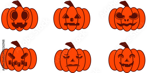 set of halloween pumpkins