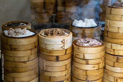 Steaming Cantonese dim sum is in the kitchen