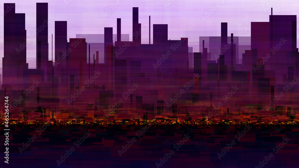 Fototapeta premium Morning City landscape abstract generative art illustration