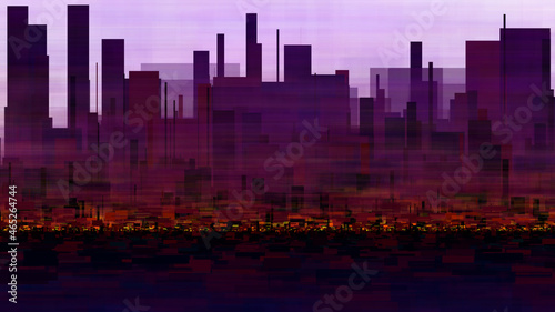 Morning City landscape abstract generative art illustration