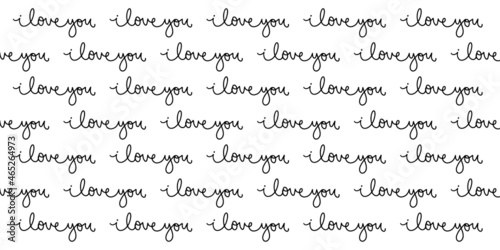 I love you pattern. Love you text lettering. Romantic background. Hand drawn text. Lettering style