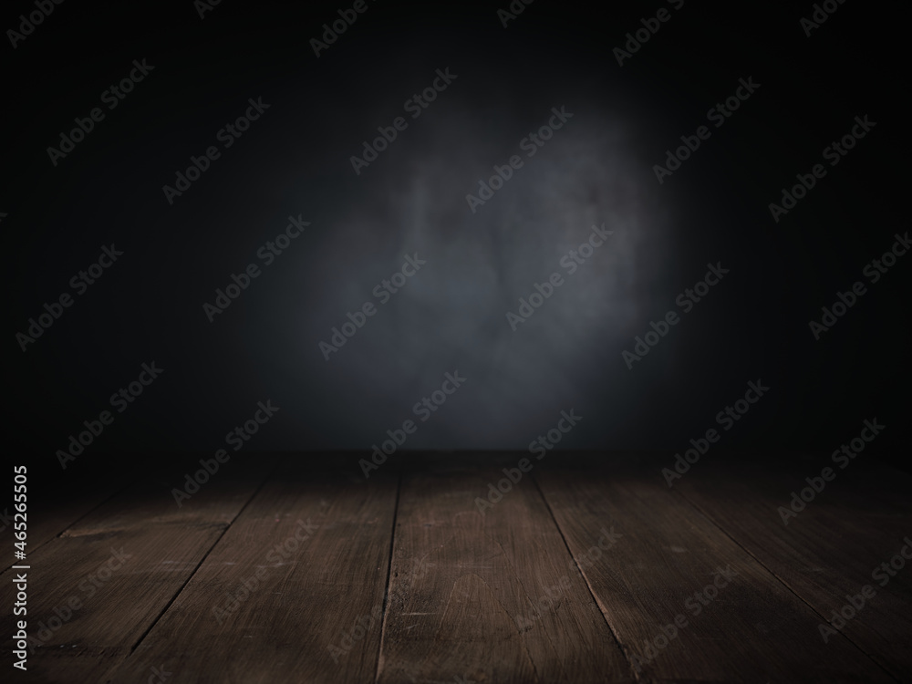 Empty table top for product presentation on black background Empty table top for product presentation on black background